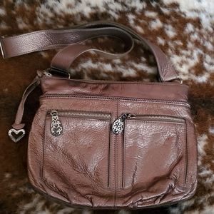 Brighton Zoe Platinum color, leather, crossbody